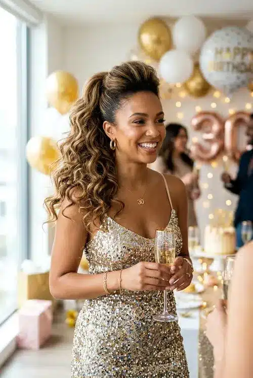 20 Beautiful Sweet 16 Hairstyles for an Unforgettable Night 4 High Ponytail with Voluminous Curls - 20 sweet 16 hairstyles