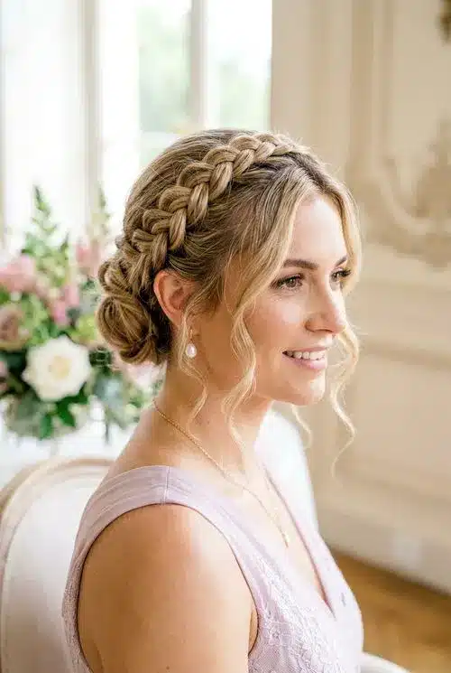 20 Beautiful Sweet 16 Hairstyles for an Unforgettable Night 5 Braided Crown Updo - 20 sweet 16 hairstyles