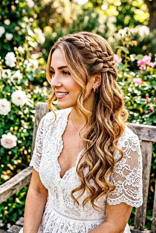 20 Beautiful Sweet 16 Hairstyles for an Unforgettable Night 8 Waterfall Braid with Loose Curls - 20 sweet 16 hairstyles