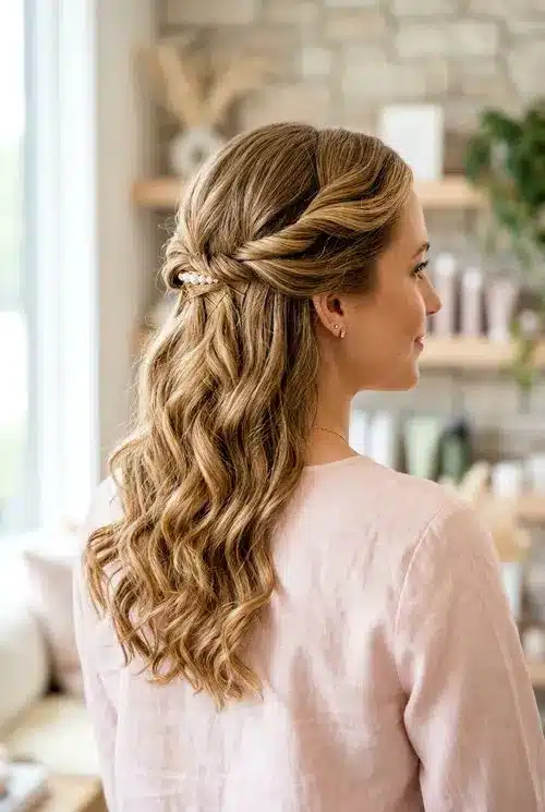 20 Beautiful Sweet 16 Hairstyles for an Unforgettable Night 12 Twisted Half Updo - 20 sweet 16 hairstyles