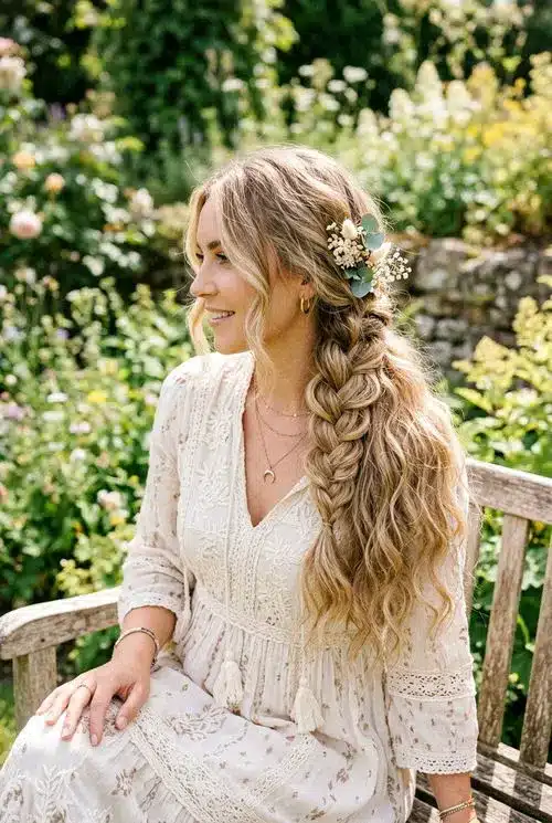 20 Beautiful Sweet 16 Hairstyles for an Unforgettable Night 18 Boho Braid with Loose Waves - 20 sweet 16 hairstyles
