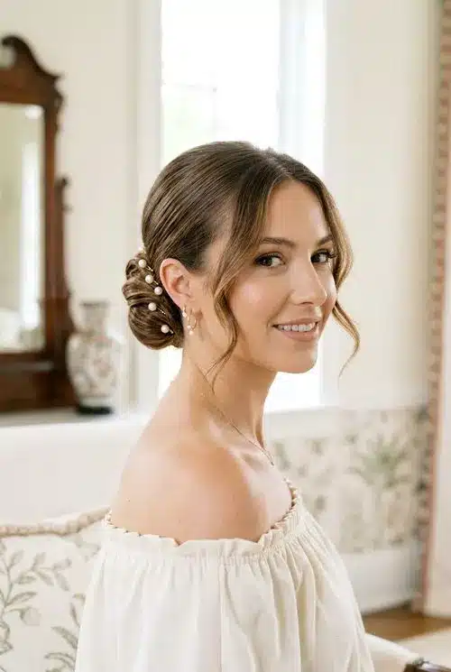 20 Beautiful Sweet 16 Hairstyles for an Unforgettable Night 3 Classic Low Bun with Face Framing Pieces - 20 sweet 16 hairstyles