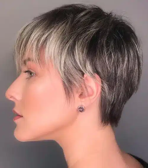 Mocha pixie with blonde highlights