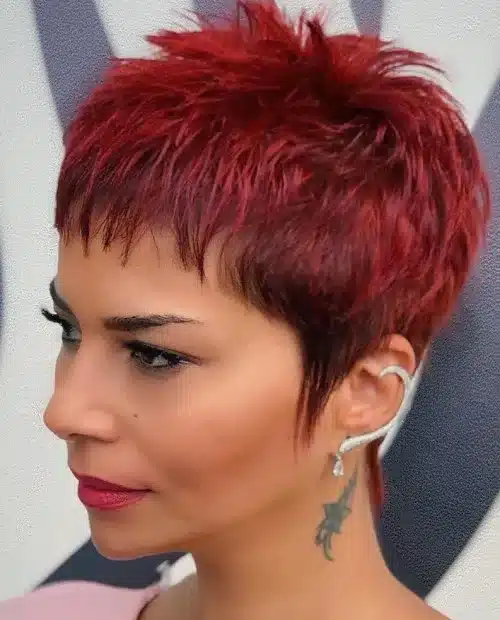 Crimson red short pixie