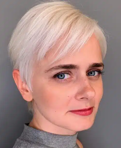 Platinum blonde pixie for fine thin hair