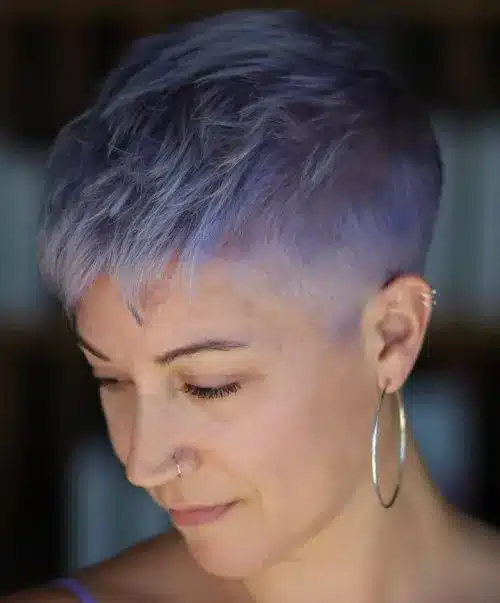 Lavender short pixie cut