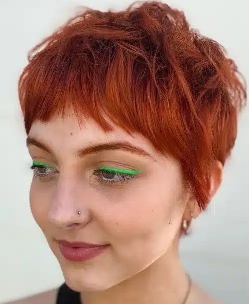 Tousled red pixie cut