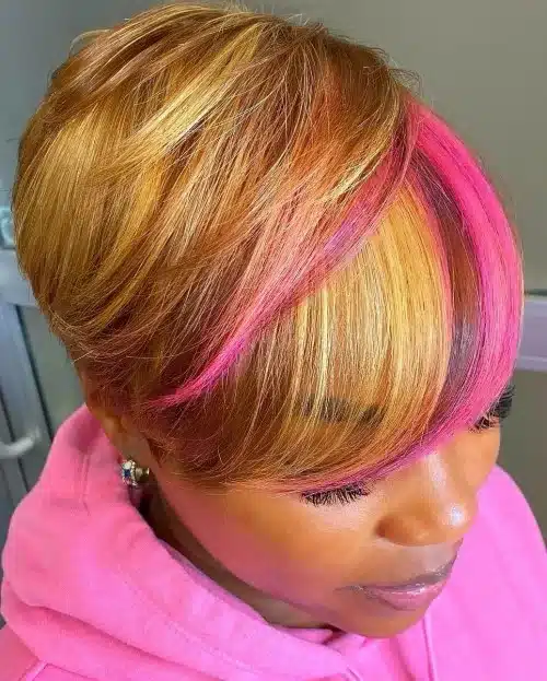 Pixie bob with hot pink highlights