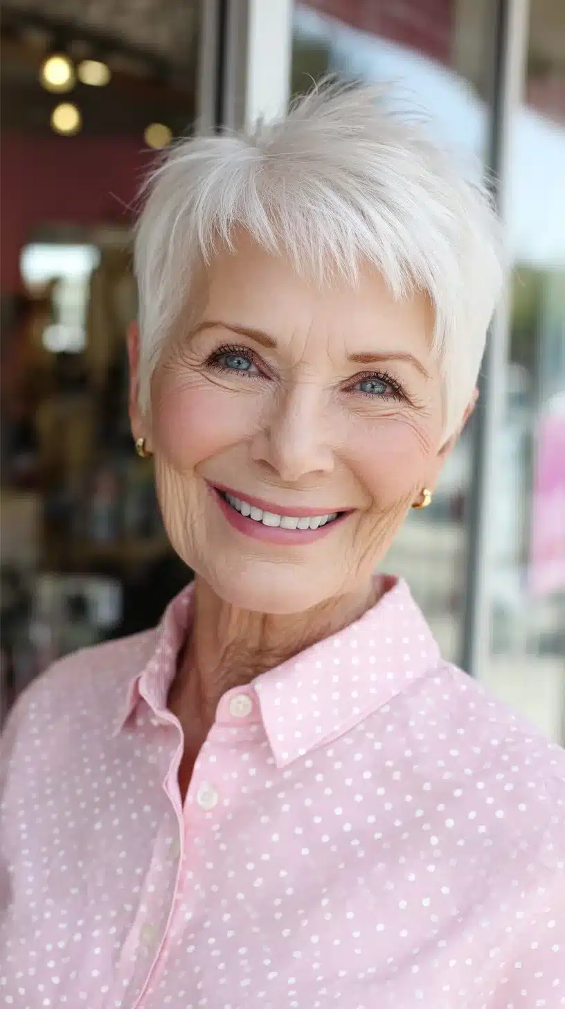 52 Perfect Pixie Haircuts for Women Over 70 to Pull Off 18 Ivory Textured Short Pixie with Feathered Micro-Fringe