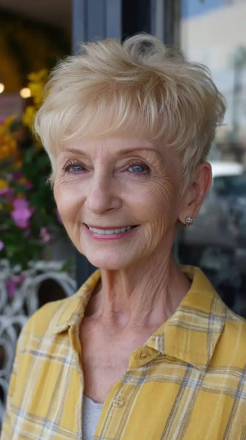 52 Perfect Pixie Haircuts for Women Over 70 to Pull Off 20 Soft Feathered Short Blonde Pixie with Lifted Crown